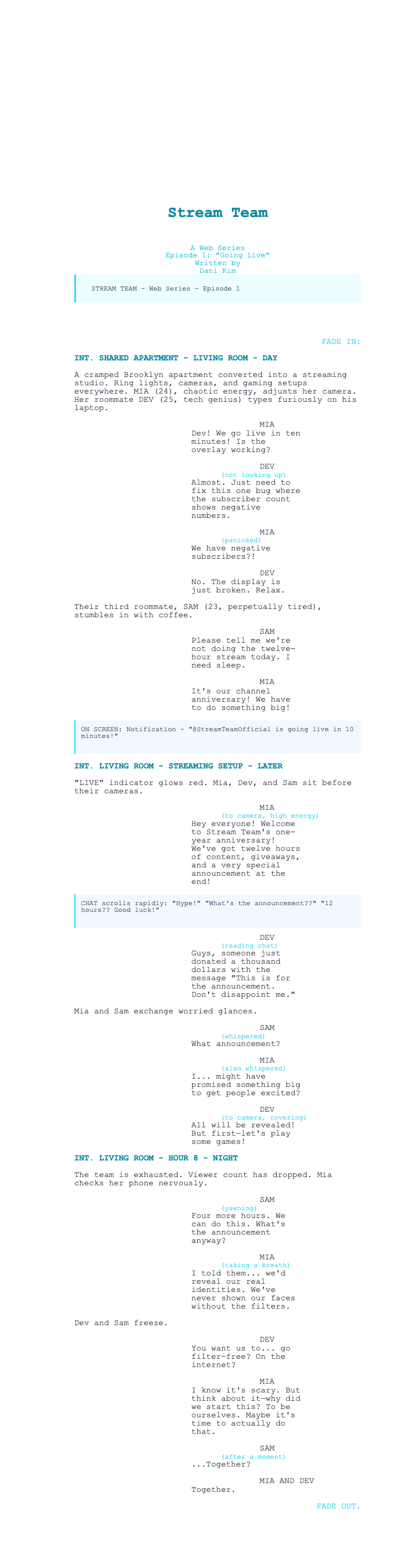 Web Series screenplay